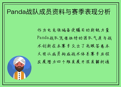 Panda战队成员资料与赛季表现分析